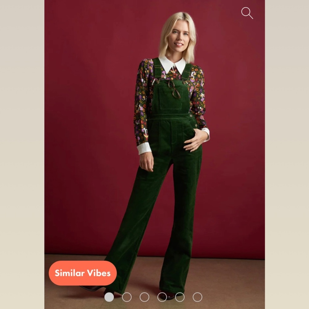ModCloth Adored In Cords Flared Overalls 2X Emerald Green